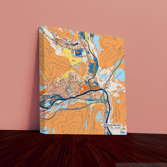 Bruck An Der Mur Austria Colorful City Map Canvas Print
