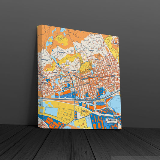 Budaörs Hungary Colorful City Map Canvas Print