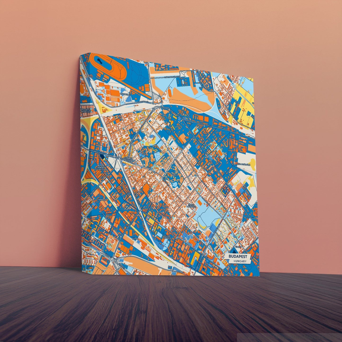 Budapest Hungary Colorful City Map Canvas Print