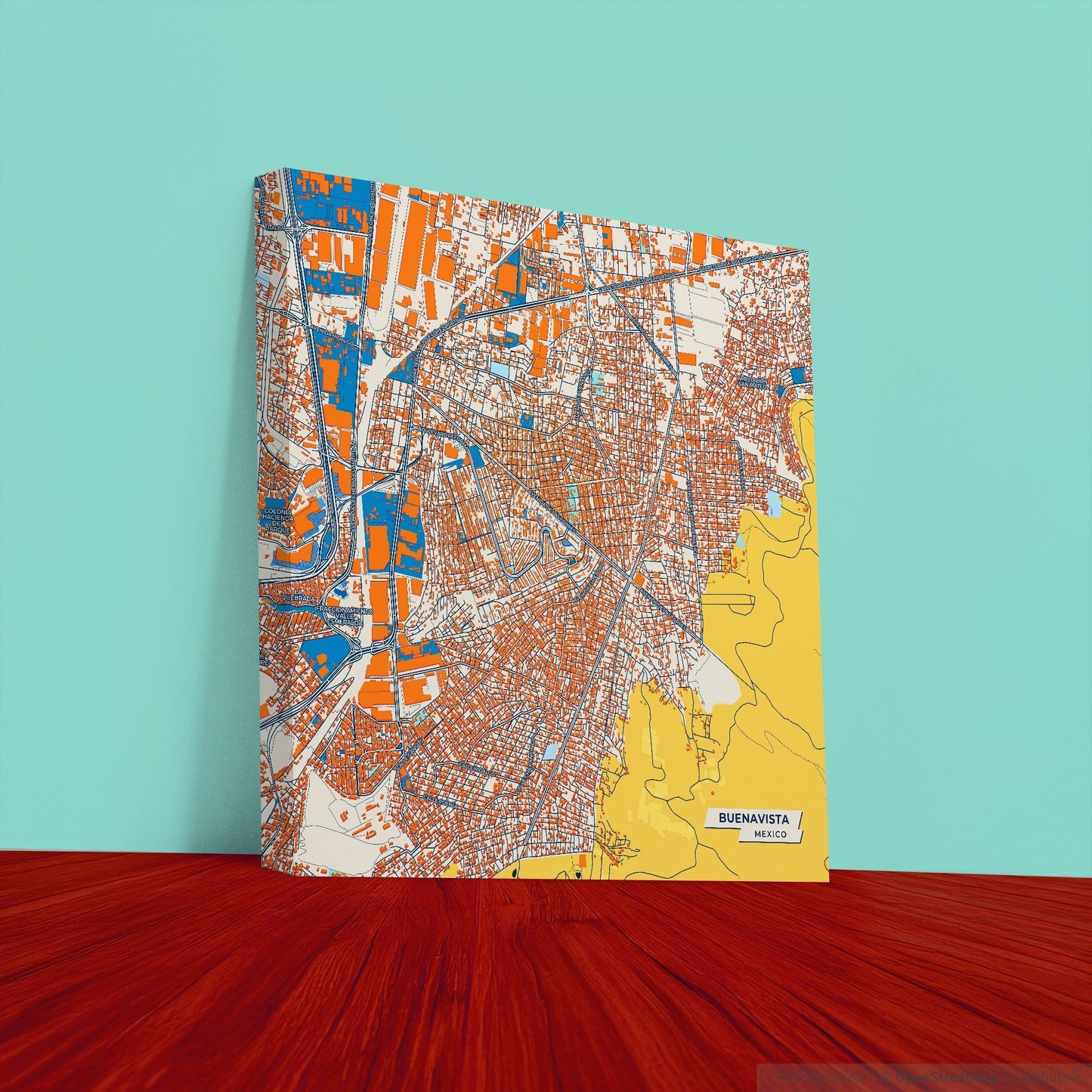 Buenavista Mexico Colorful City Map Canvas Print
