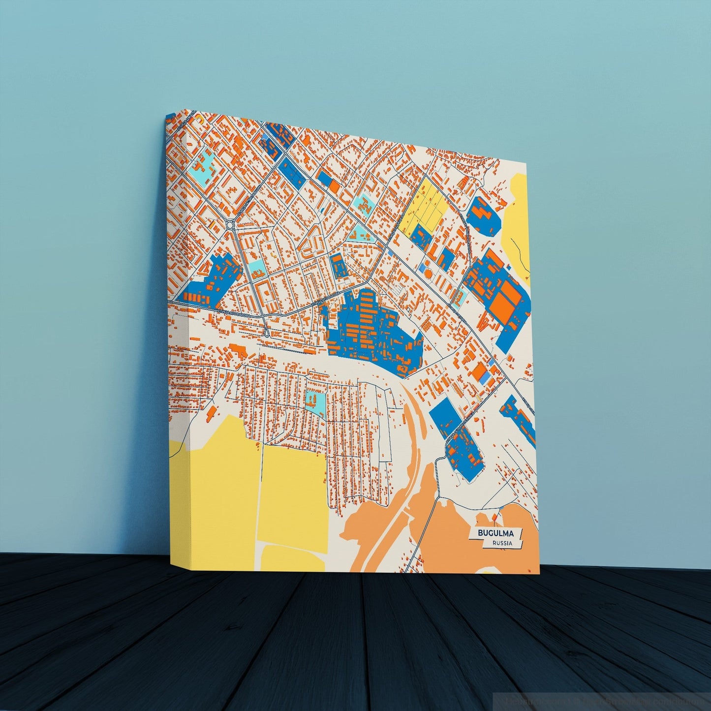 Бугульминский Russia Colorful City Map Canvas Print