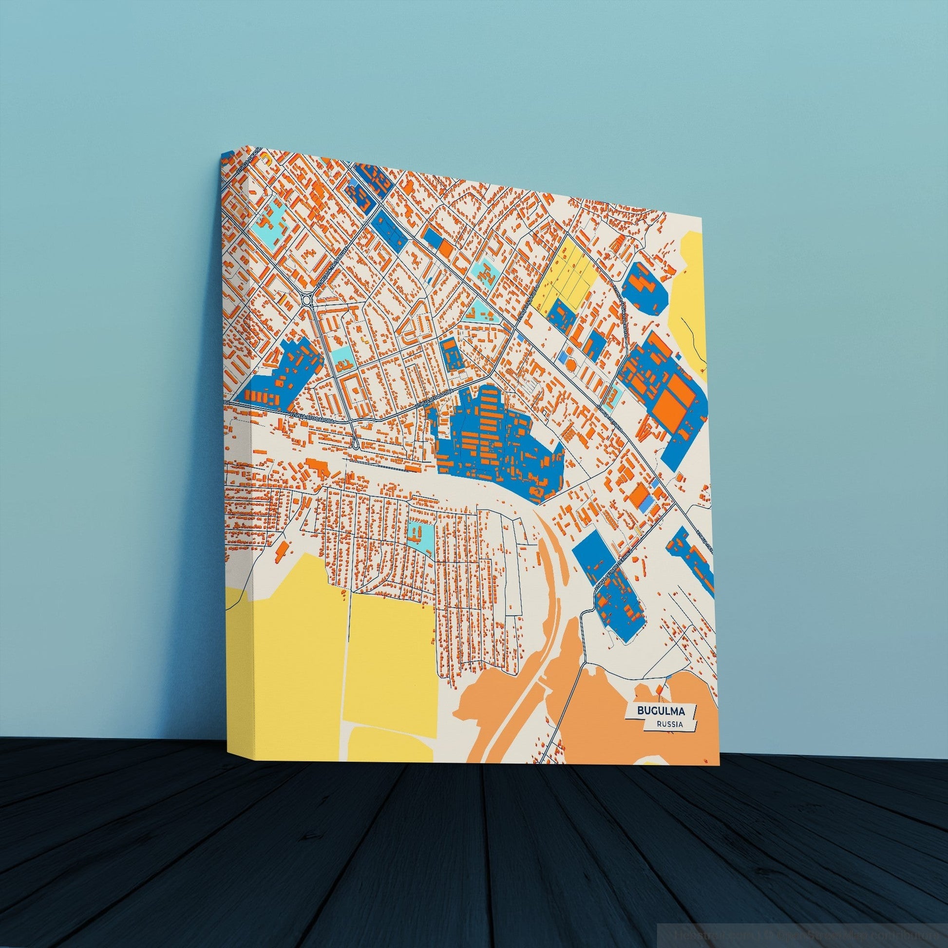 Бугульминский Russia Colorful City Map Canvas Print