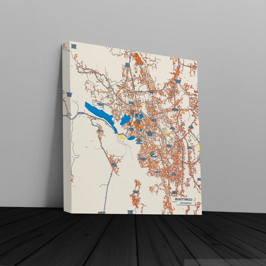 Bukittinggi Indonesia Colorful City Map Canvas Print