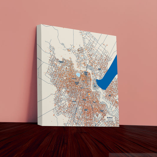 Burao Somalia Colorful City Map Canvas Print