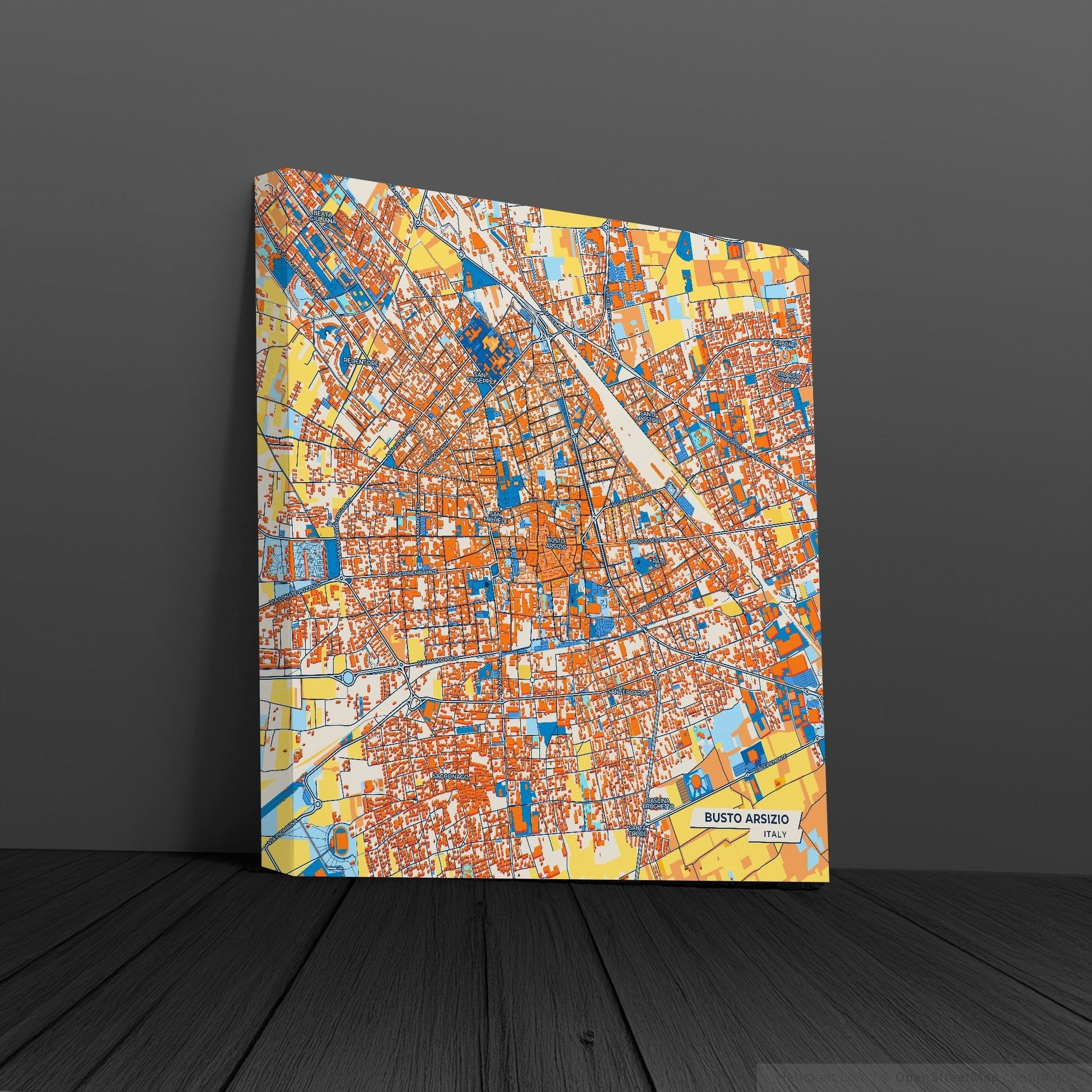 Busto Arsizio Italy Colorful City Map Canvas Print