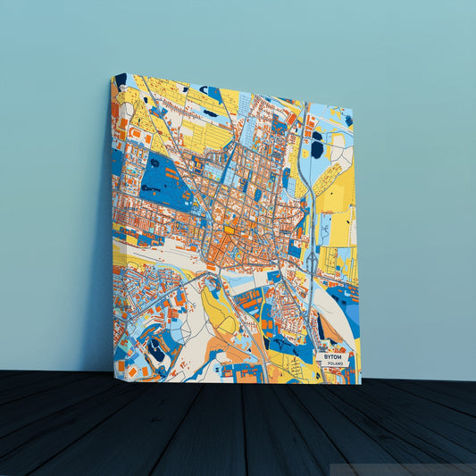 Bytom Poland Colorful City Map Canvas Print
