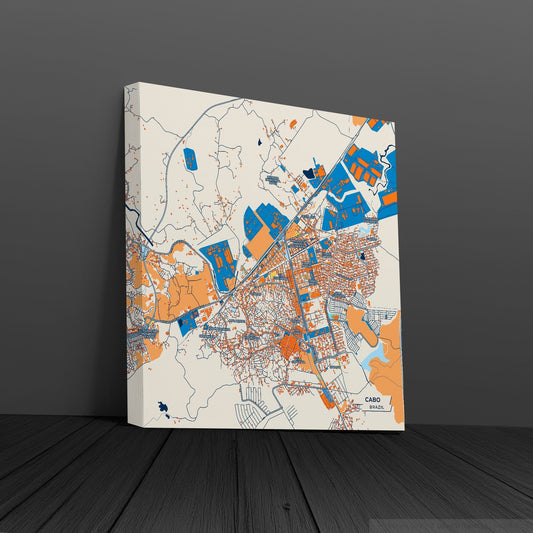 Cabo Brazil Colorful City Map Canvas Print