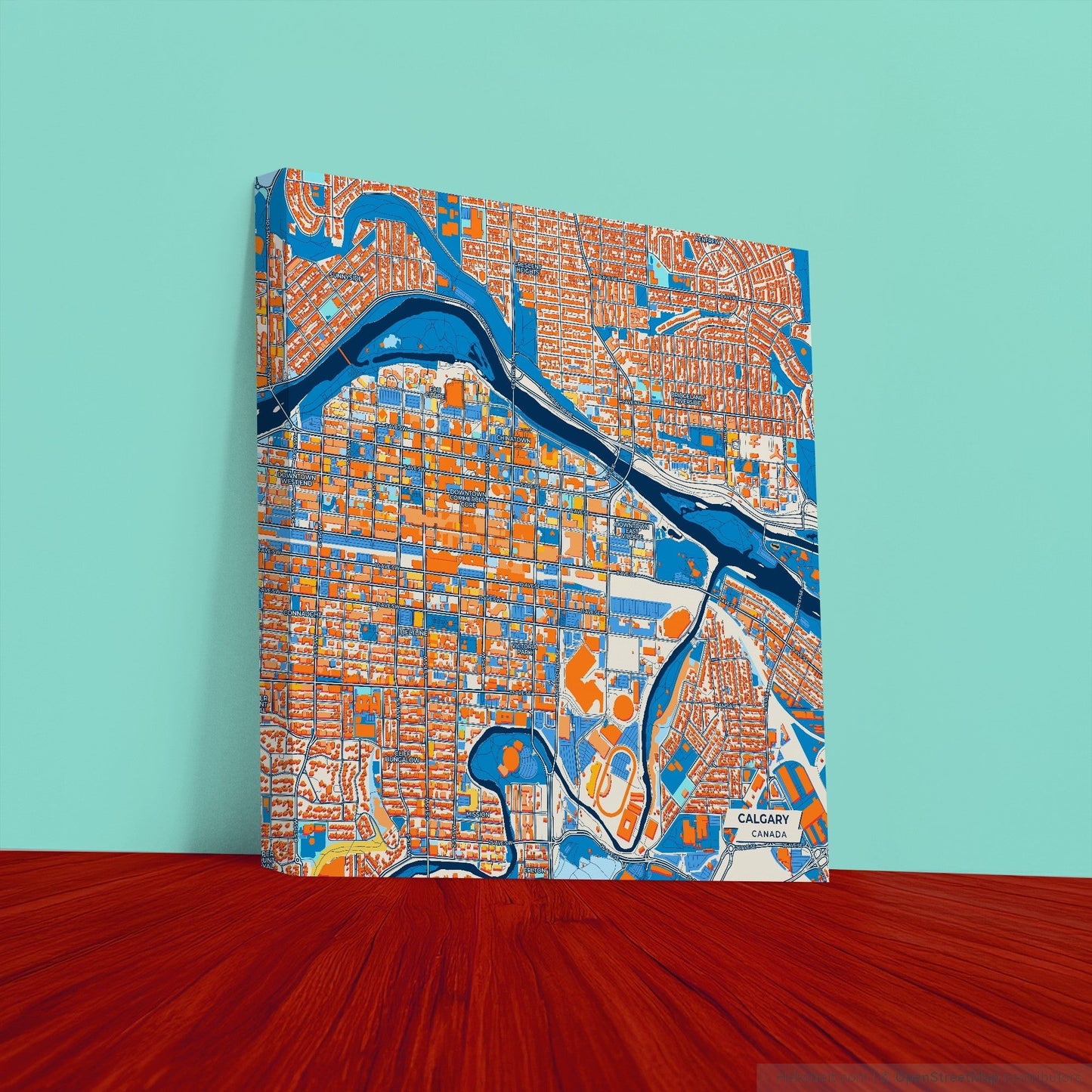 Calgary Canada Colorful City Map Canvas Print