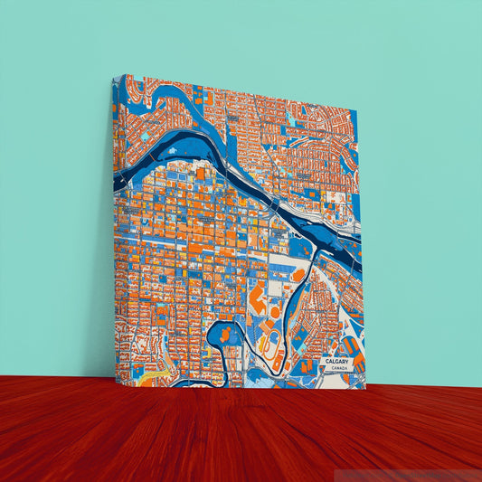 Calgary Canada Colorful City Map Canvas Print