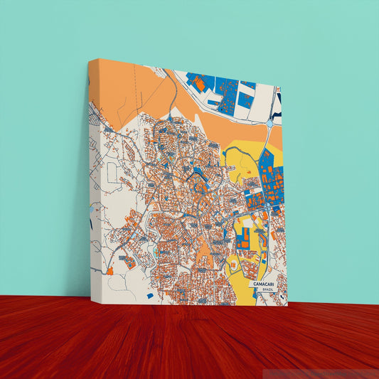 Camacari Brazil Colorful City Map Canvas Print