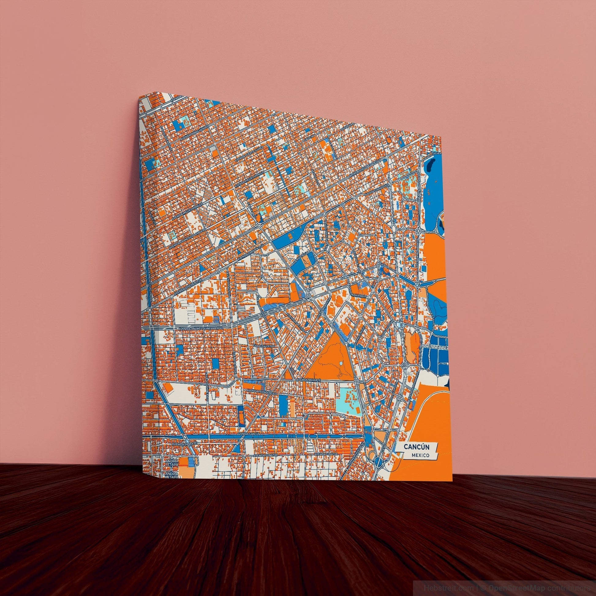 Cancún Mexico Colorful City Map Canvas Print
