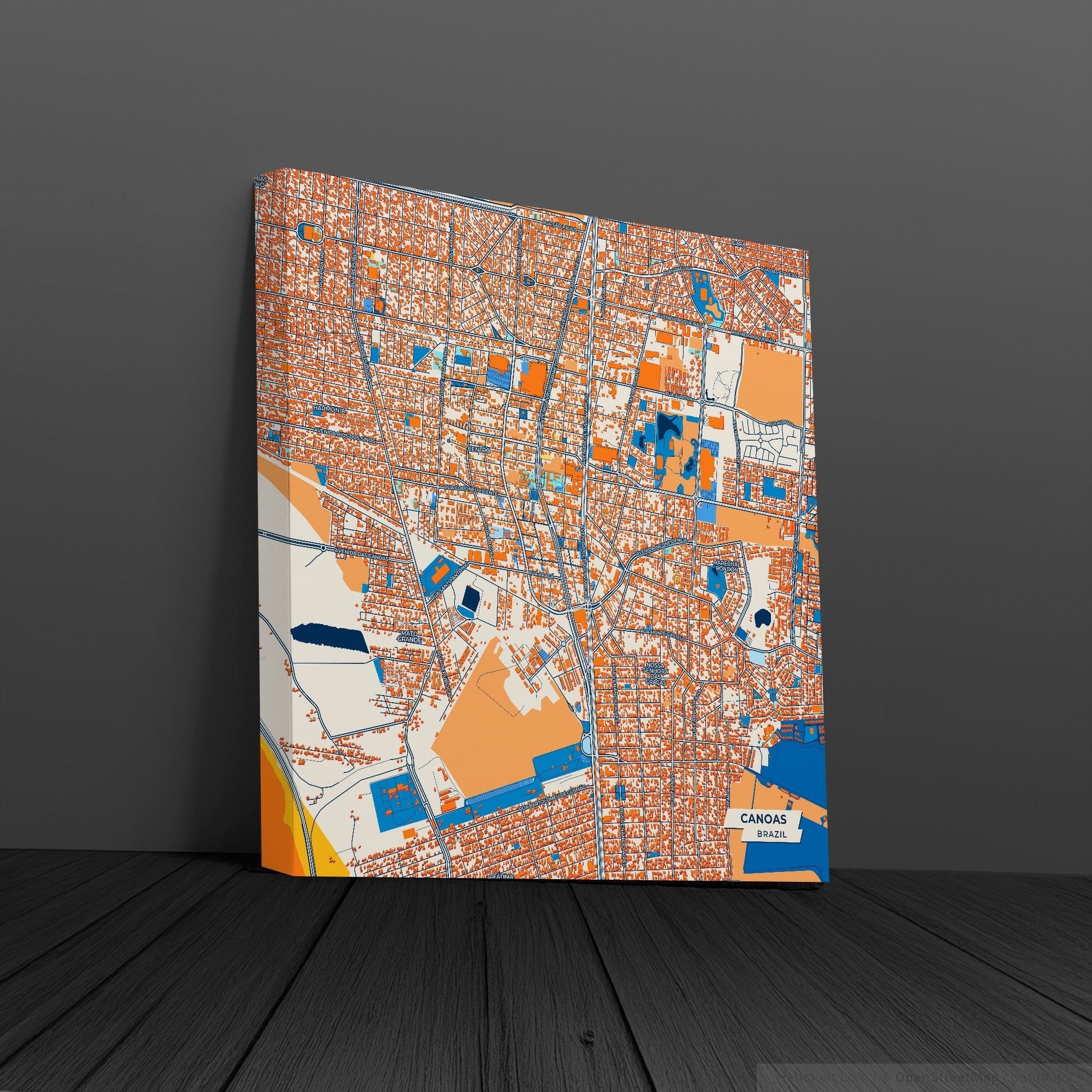 Canoas Brazil Colorful City Map Canvas Print