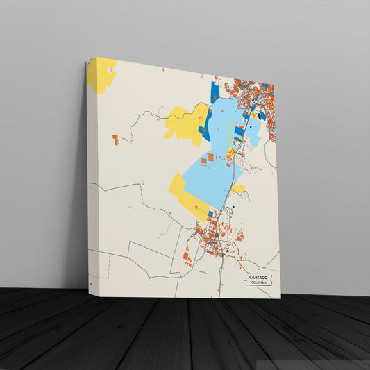 Cartago Colombia Colorful City Map Canvas Print