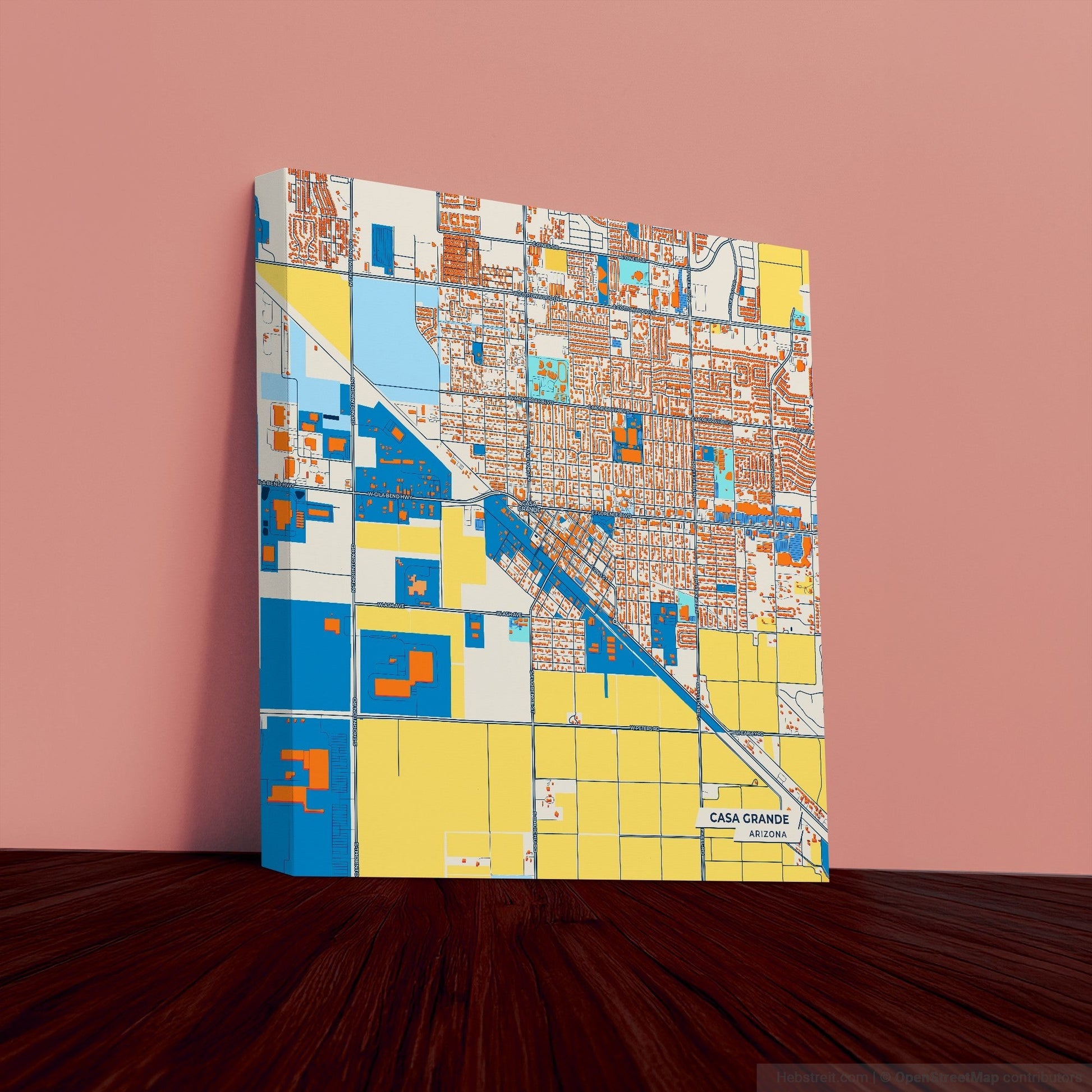 Casa Grande Arizona Colorful City Map Canvas Print