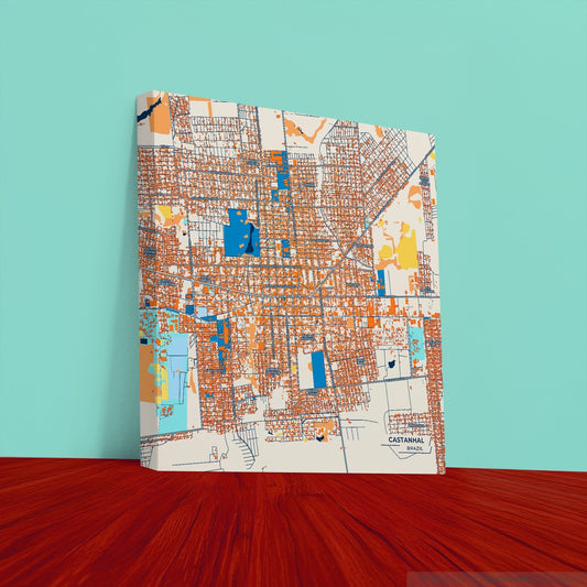 Castanhal Brazil Colorful City Map Canvas Print