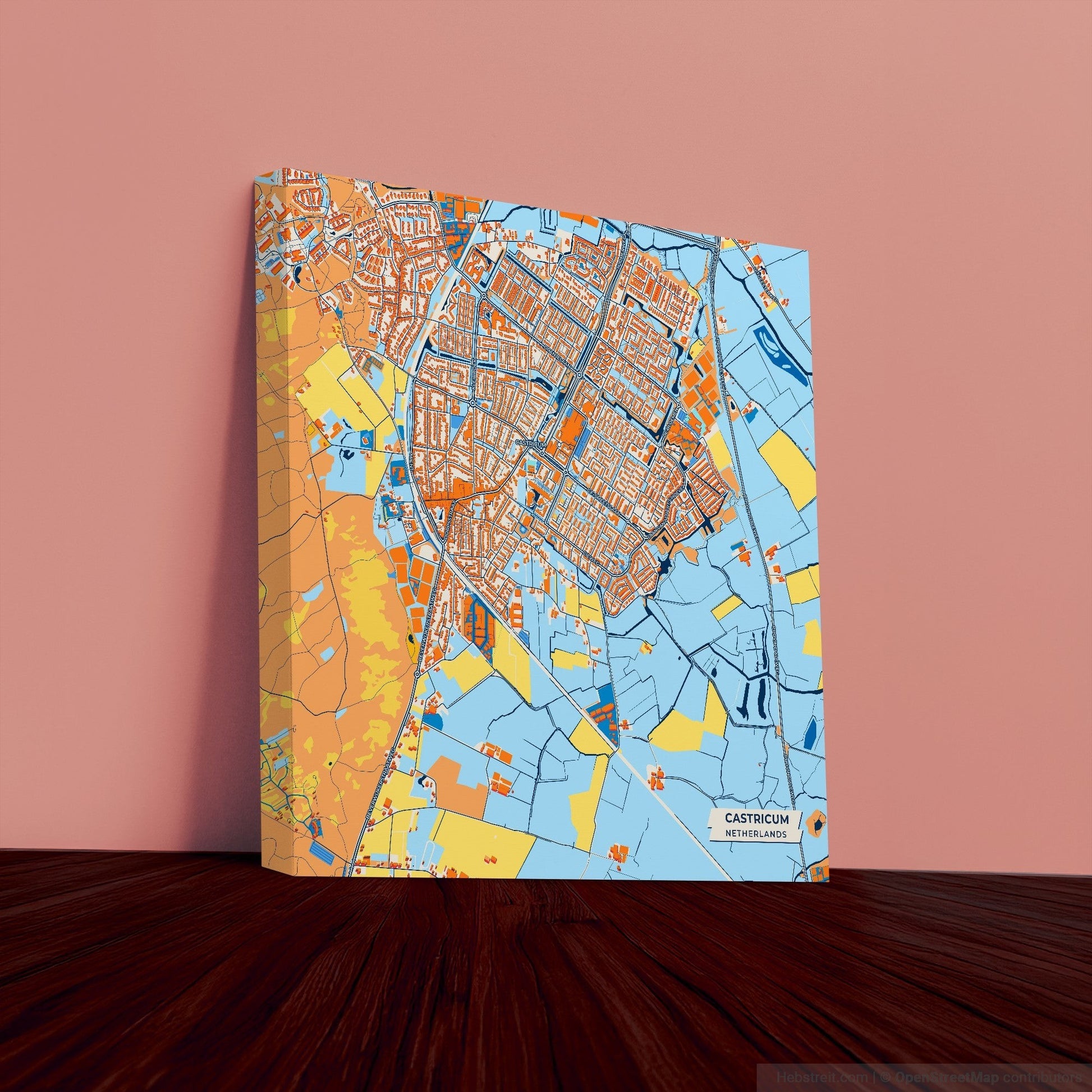 Castricum Netherlands Colorful City Map Canvas Print