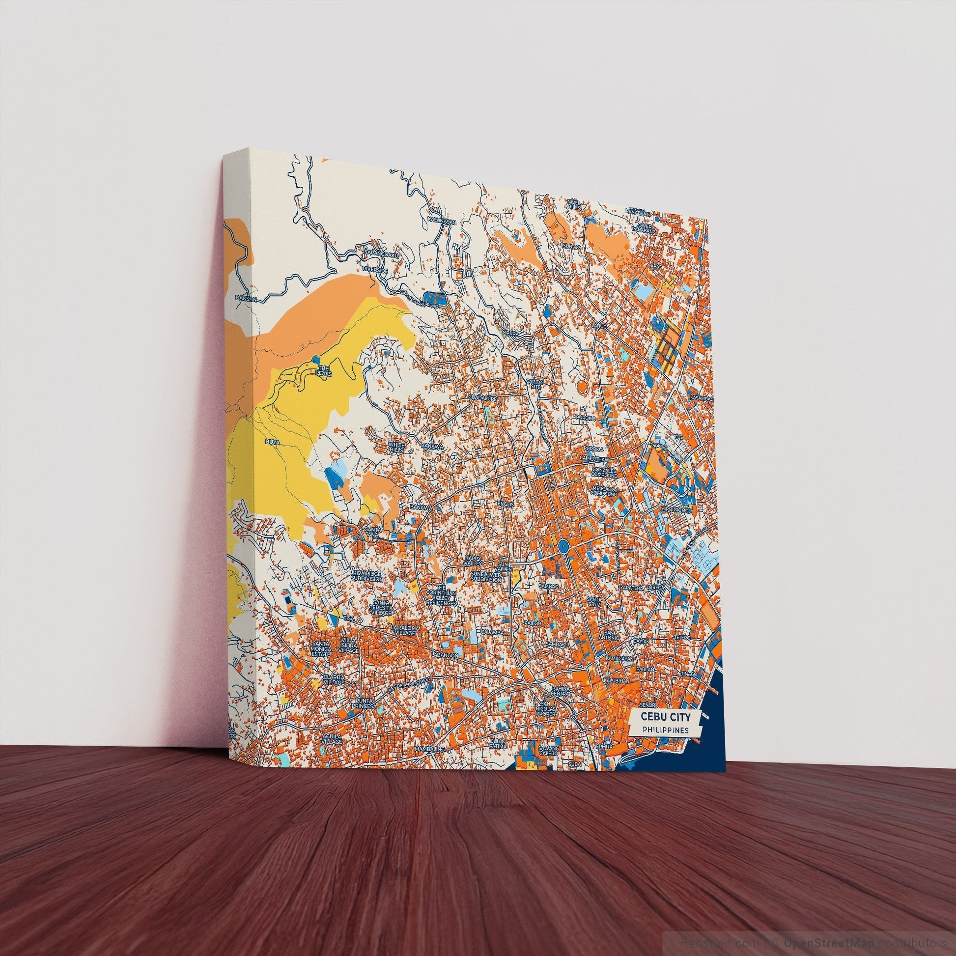 Cebu City Philippines Colorful City Map Canvas Print