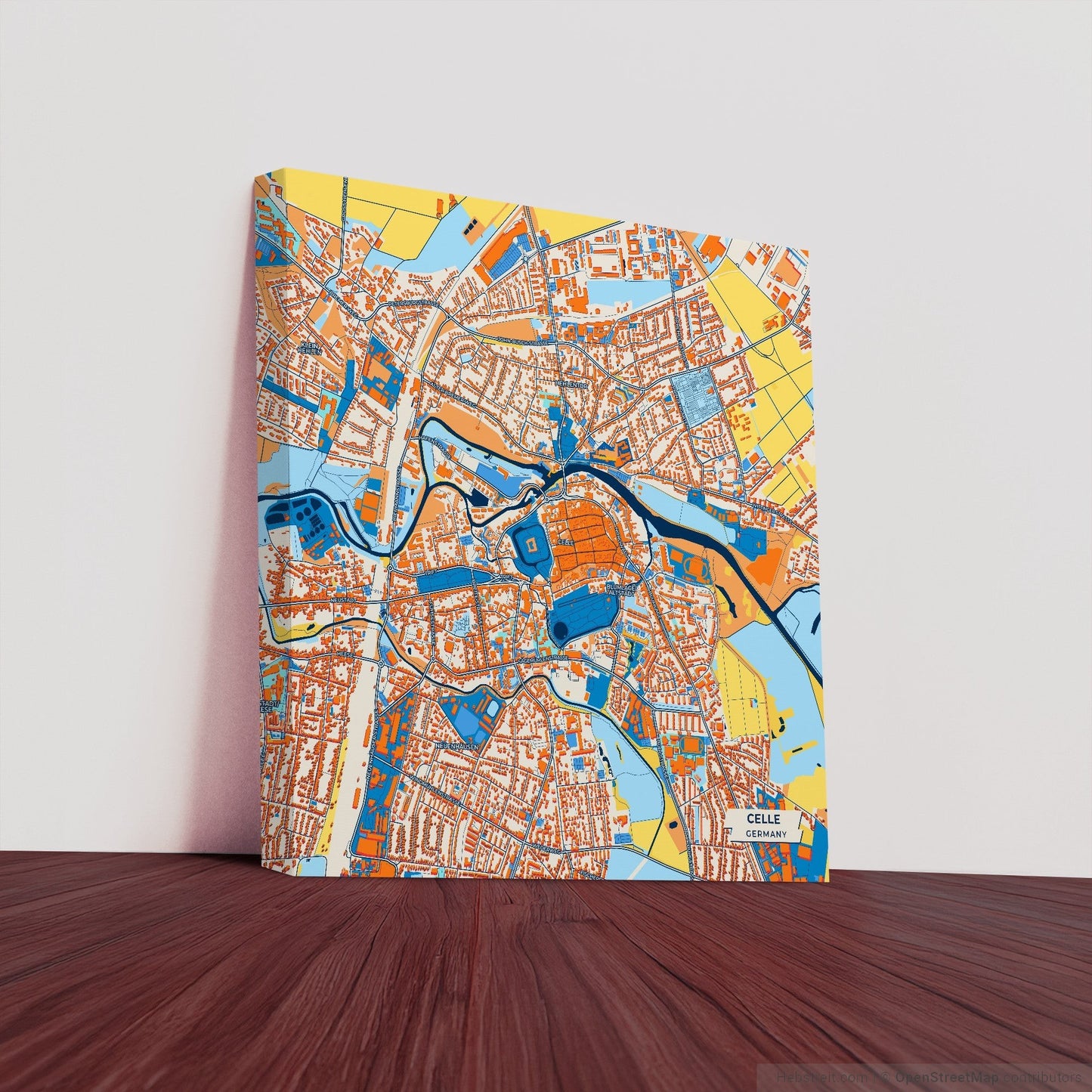 Celle Germany Colorful City Map Canvas Print