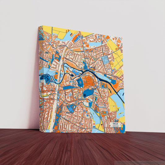 Celle Germany Colorful City Map Canvas Print