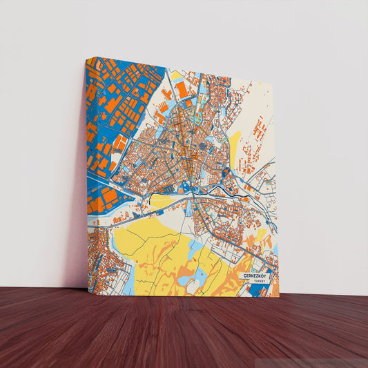 Çerkezköy Turkey Colorful City Map Canvas Print