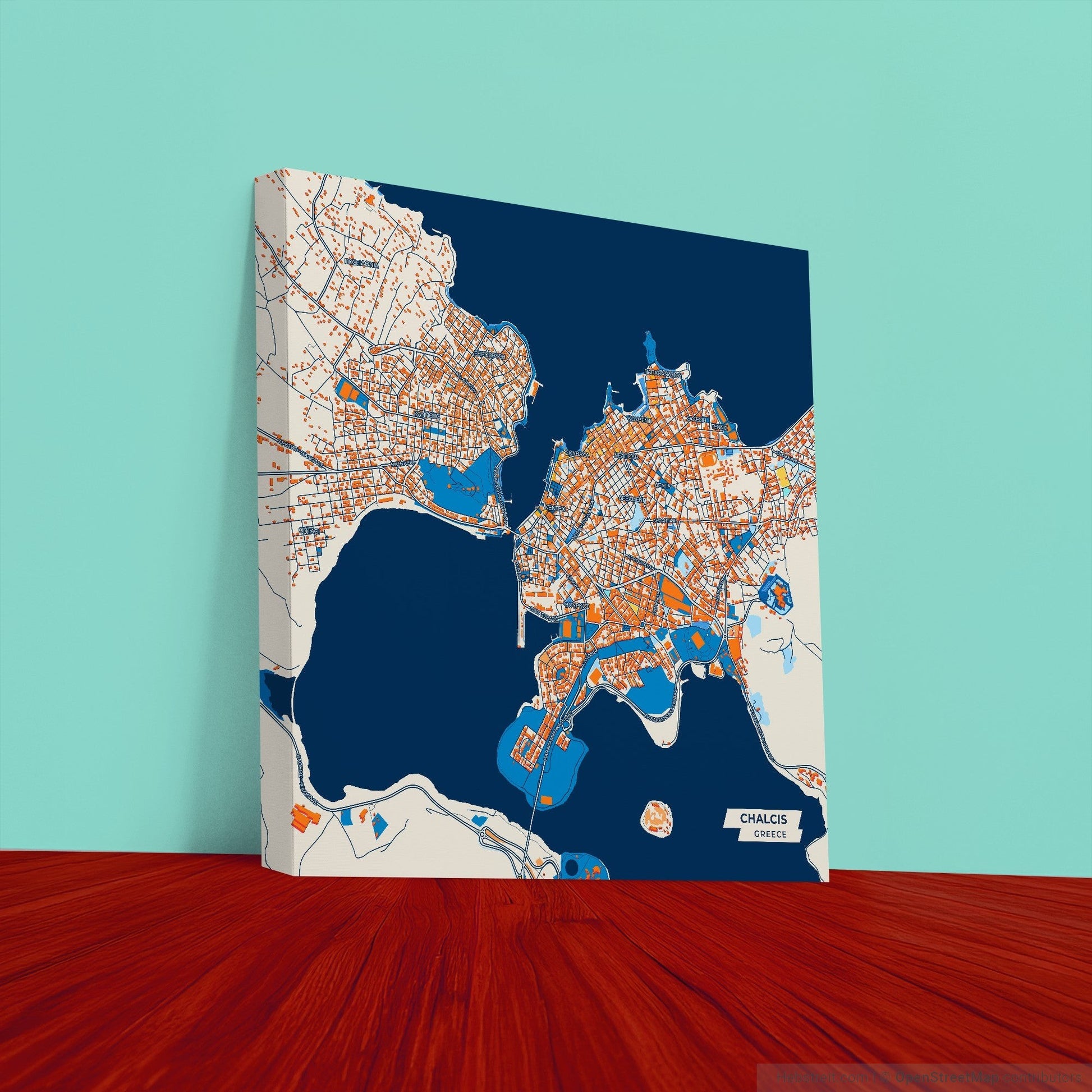 Χαλκιδα Greece Colorful City Map Canvas Print