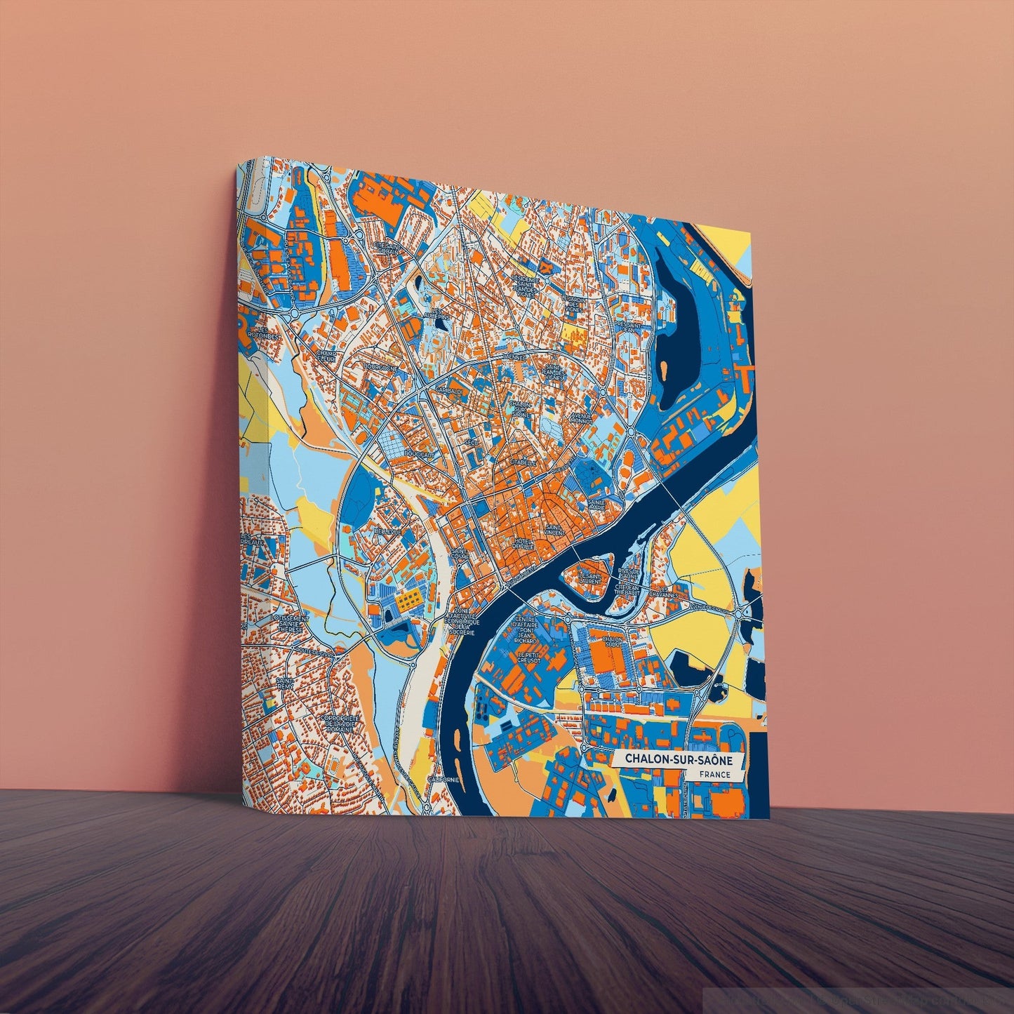 Chalon-Sur-Saône France Colorful City Map Canvas Print