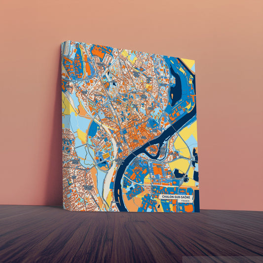 Chalon-Sur-Saône France Colorful City Map Canvas Print