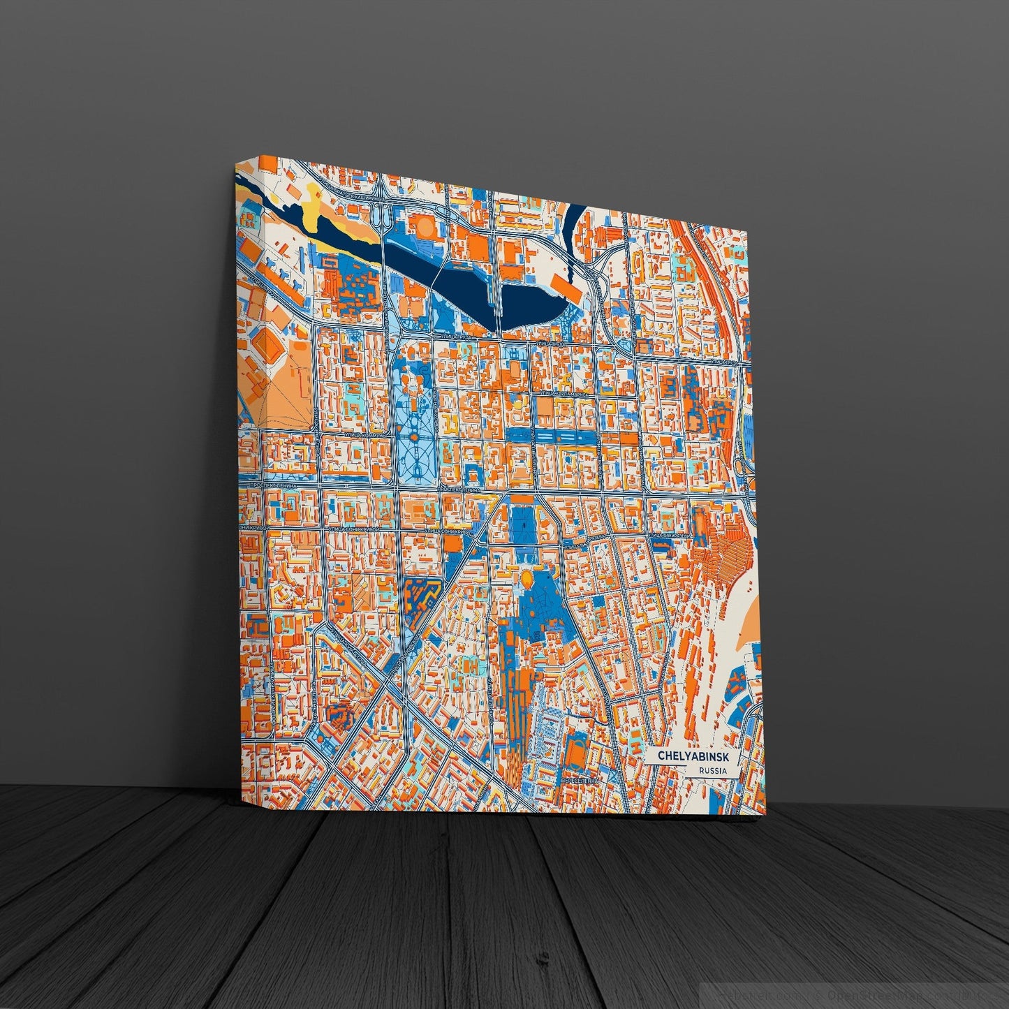 Челябинск Russia Colorful City Map Canvas Print