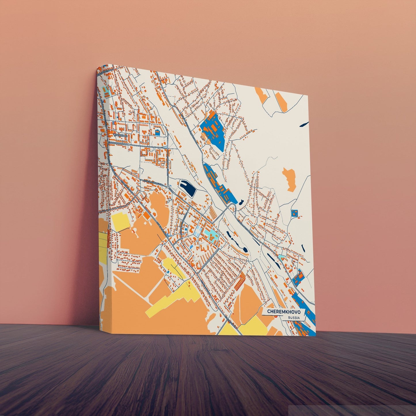 Черемхово Russia Colorful City Map Canvas Print