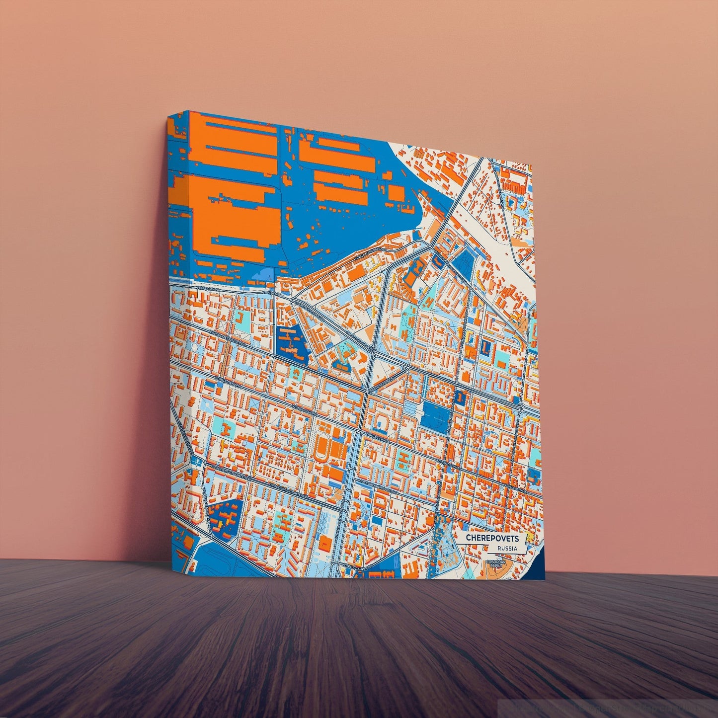 Череповецкий Russia Colorful City Map Canvas Print