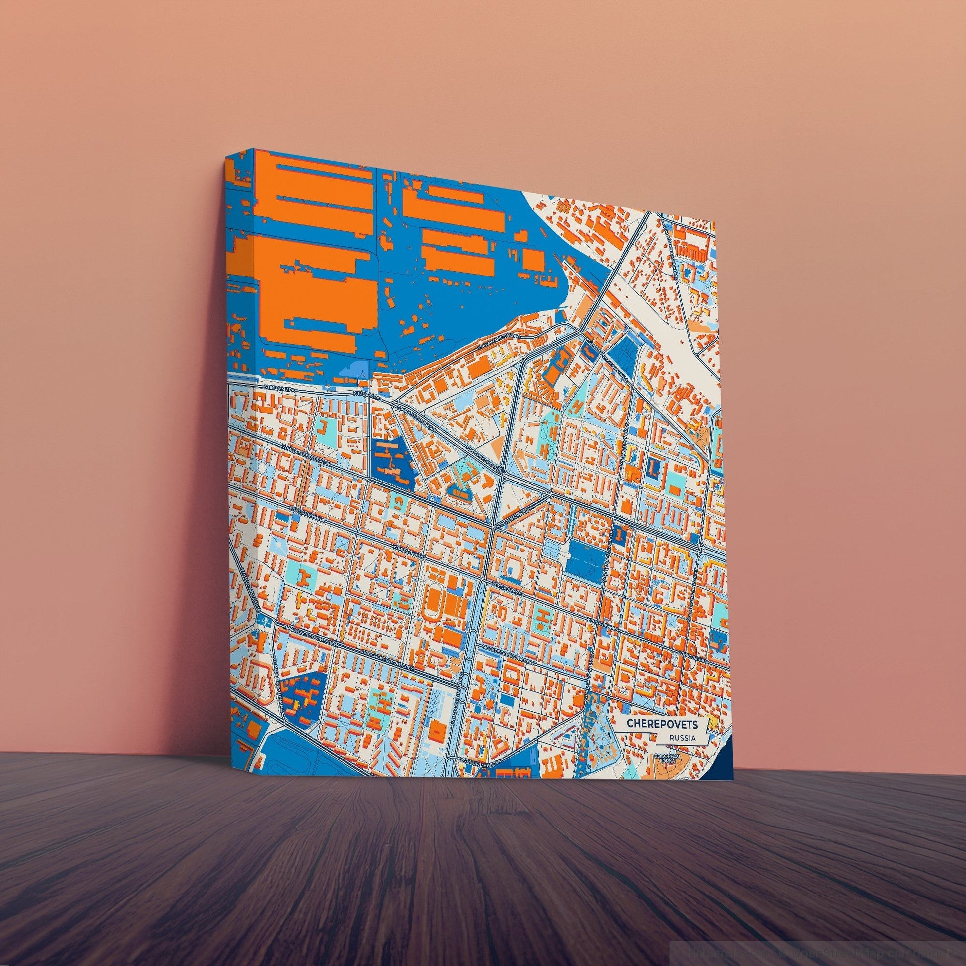 Череповецкий Russia Colorful City Map Canvas Print