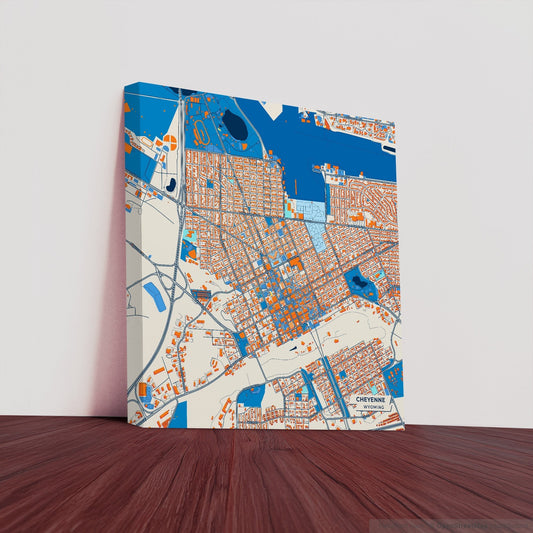 Cheyenne Wyoming Colorful City Map Canvas Print