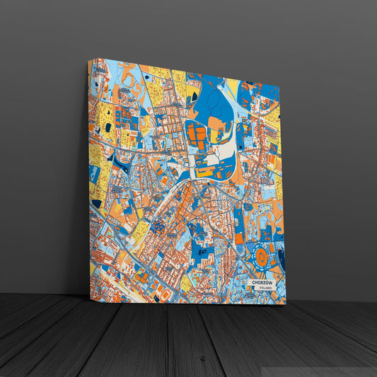 Chorzów Poland Colorful City Map Canvas Print
