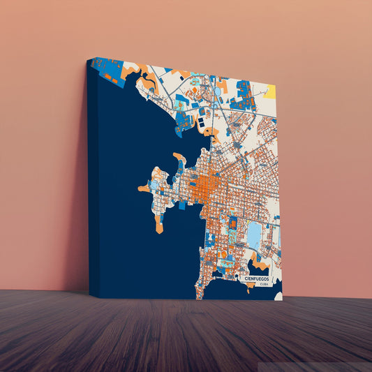 Cienfuegos Cuba Colorful City Map Canvas Print