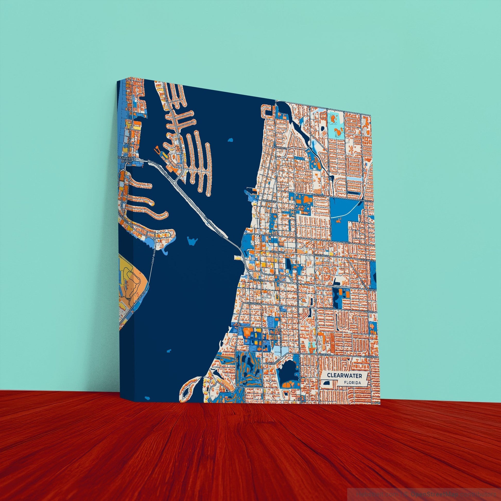 Clearwater Florida Colorful City Map Canvas Print