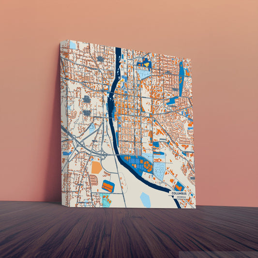 Columbus Georgia Colorful City Map Canvas Print