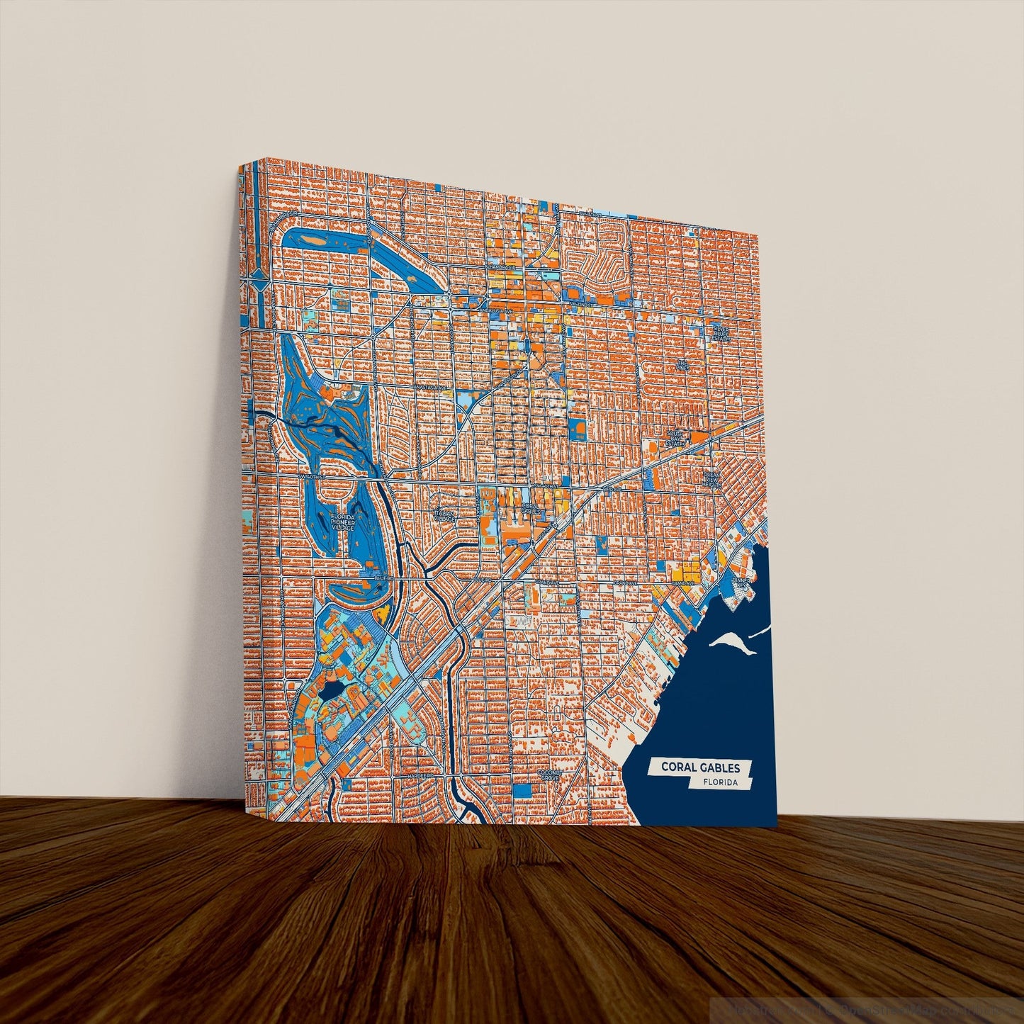 Coral Gables Florida Colorful City Map Canvas Print