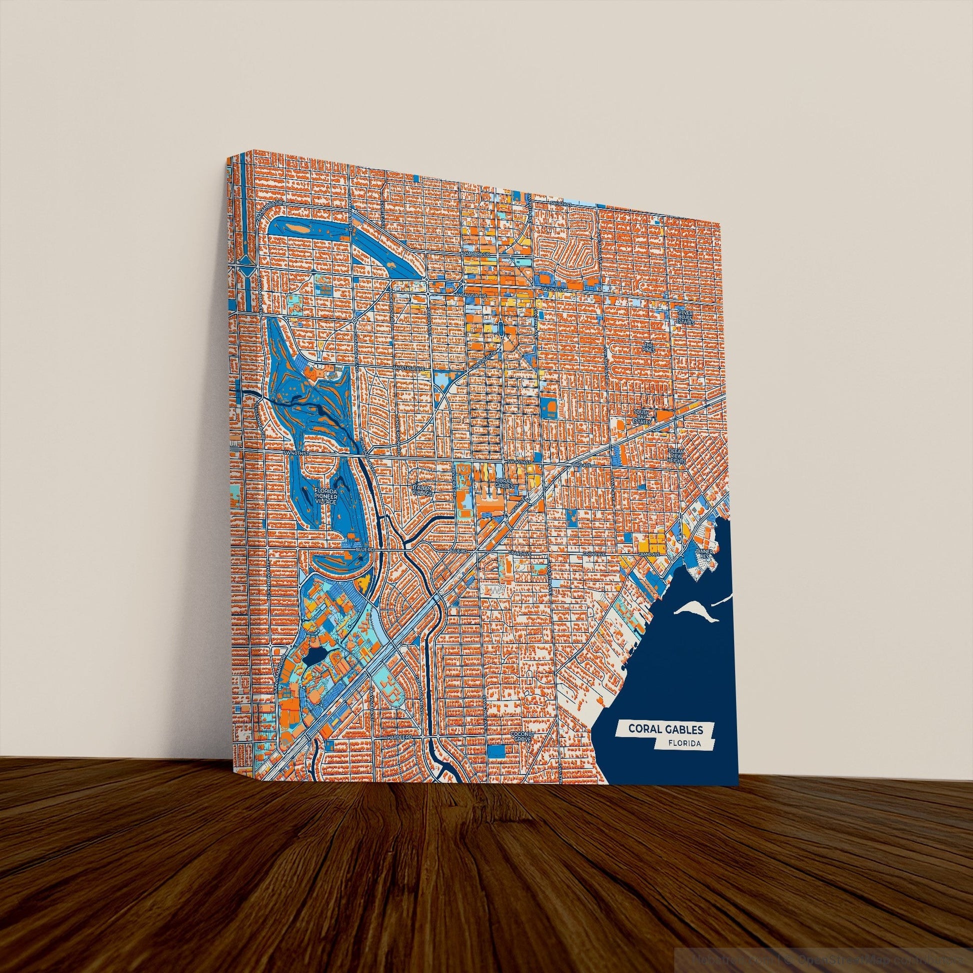Coral Gables Florida Colorful City Map Canvas Print