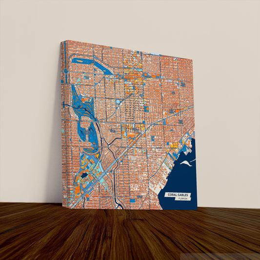 Coral Gables Florida Colorful City Map Canvas Print
