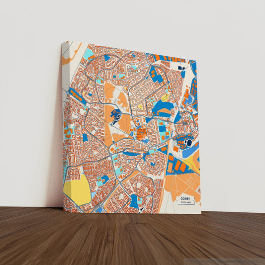 Corby England Colorful City Map Canvas Print