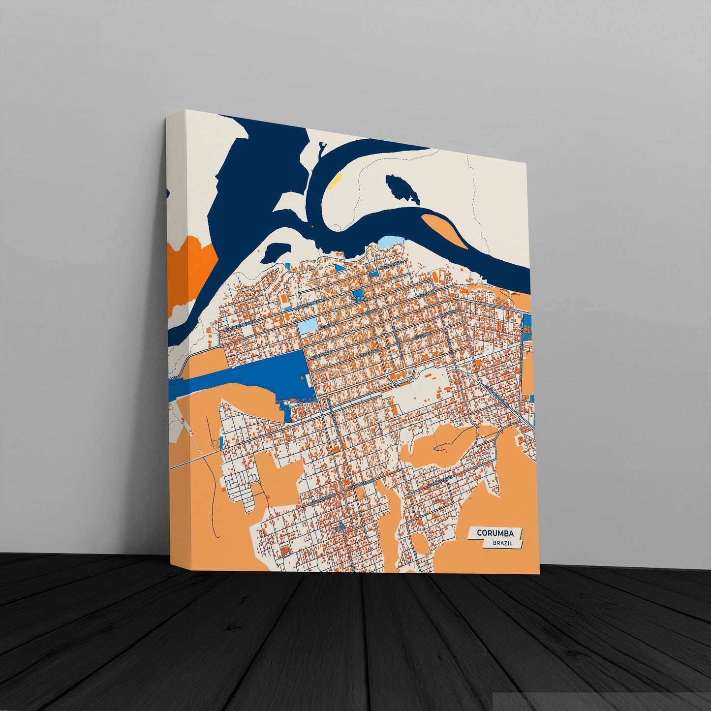 Corumba Brazil Colorful City Map Canvas Print