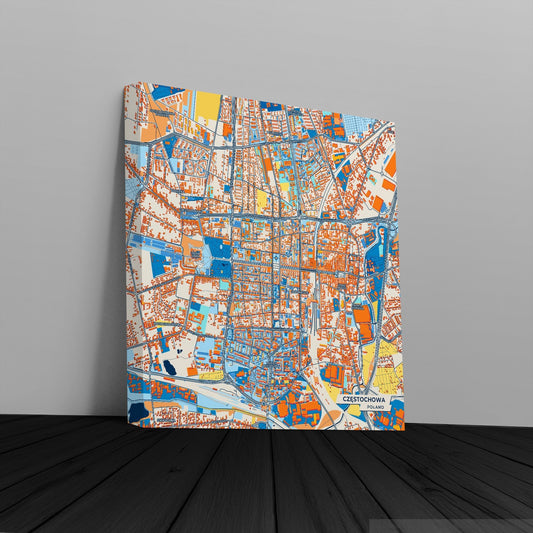 Częstochowa Poland Colorful City Map Canvas Print
