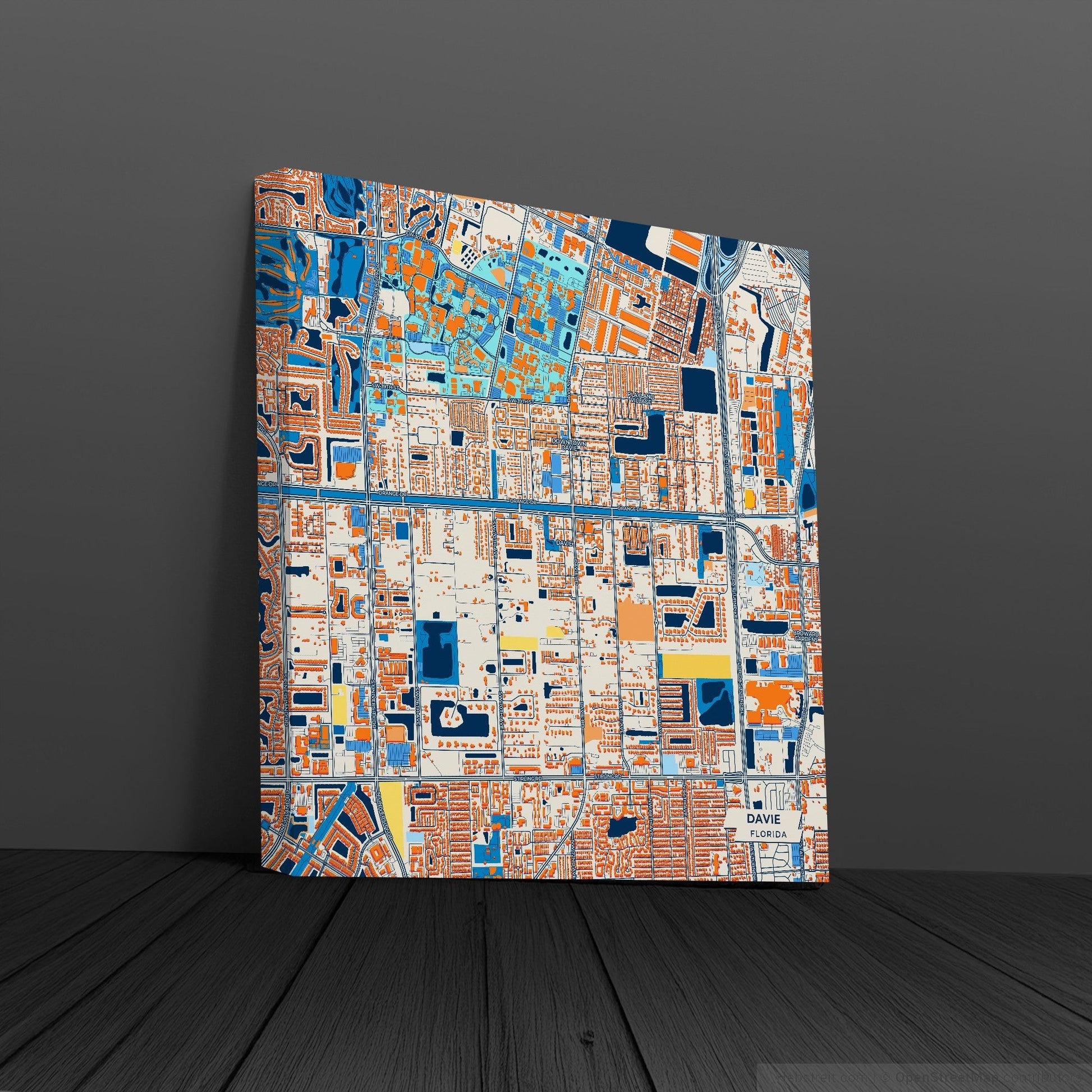 Davie Florida Colorful City Map Canvas Print