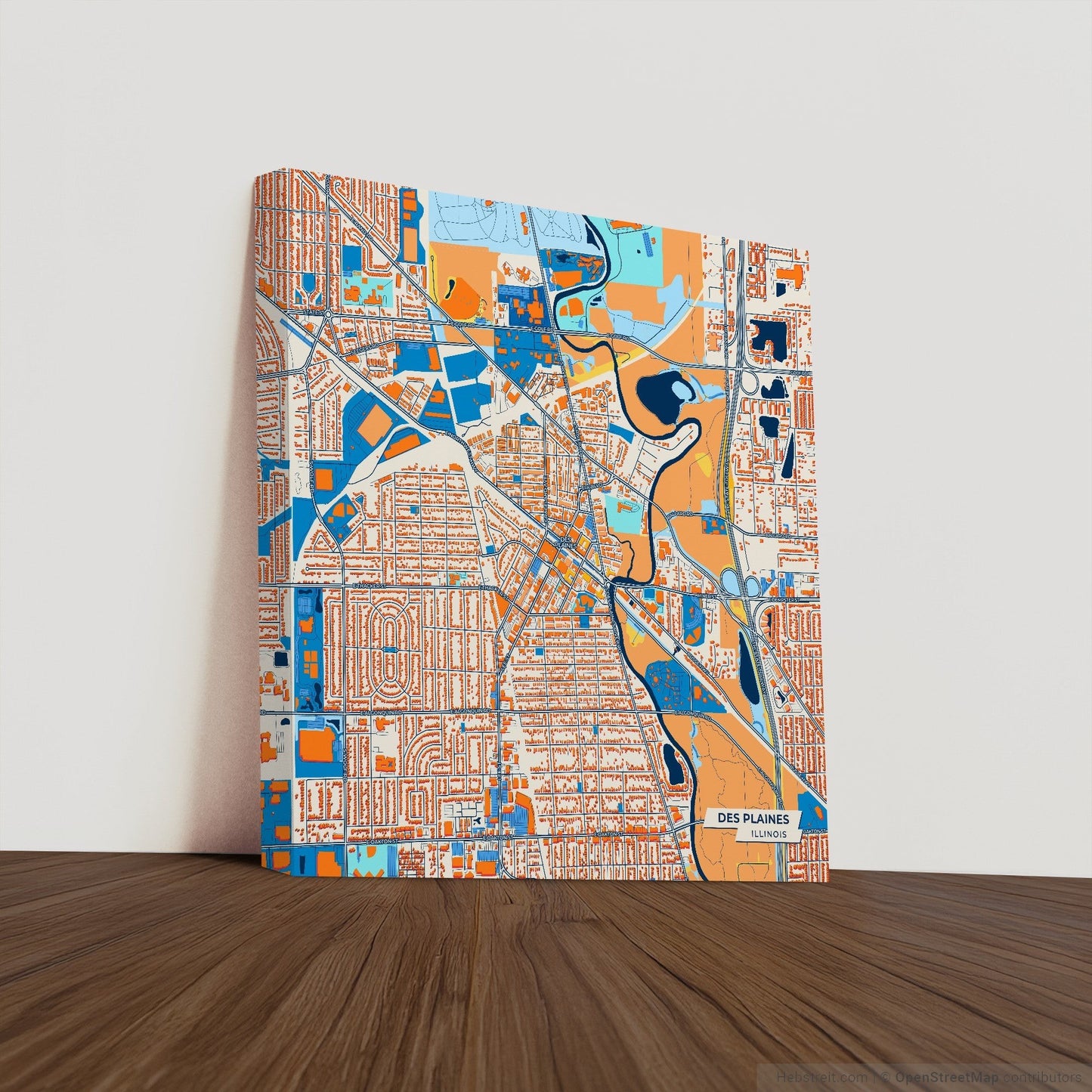 Des Plaines Illinois Colorful City Map Canvas Print