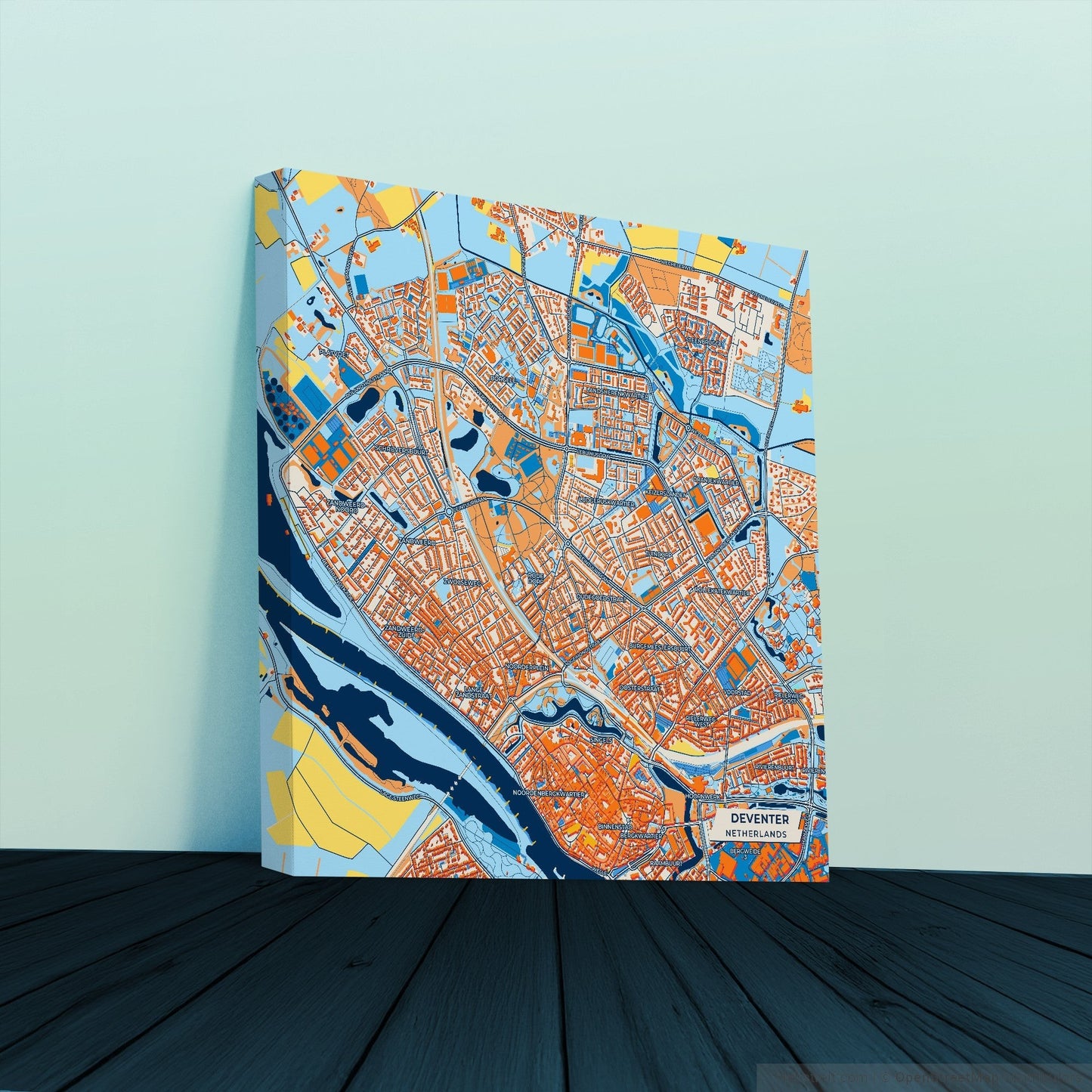 Deventer Netherlands Colorful City Map Canvas Print