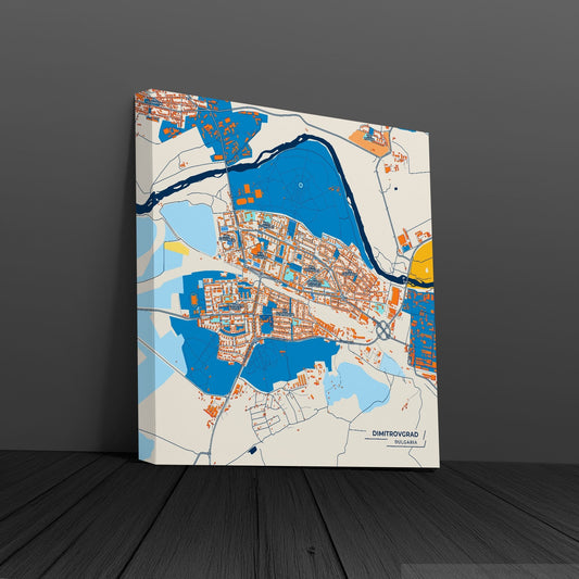 Димитровград Bulgaria Colorful City Map Canvas Print