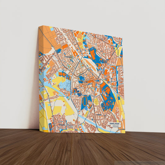 Dinslaken Germany Colorful City Map Canvas Print