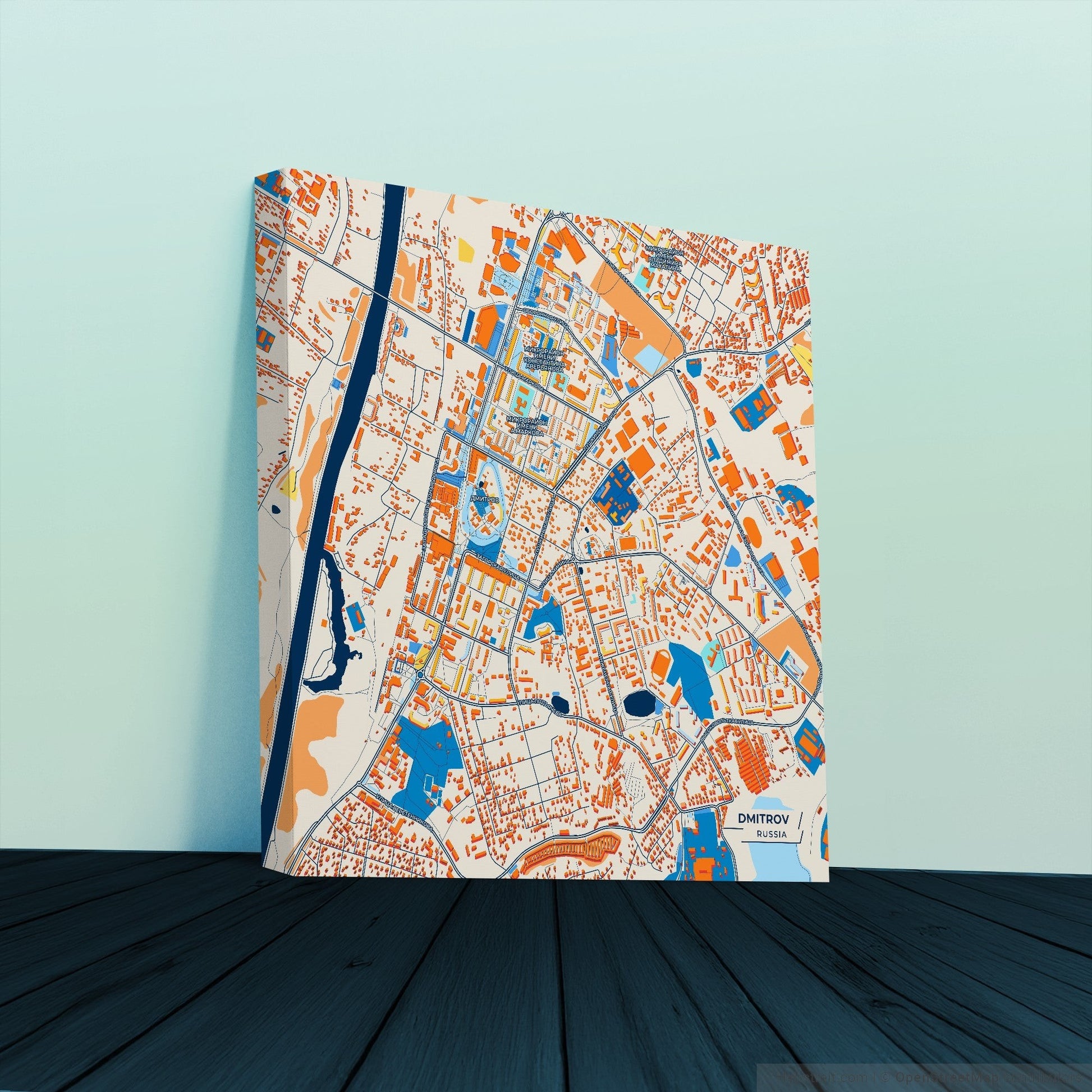 Дмитров Russia Colorful City Map Canvas Print