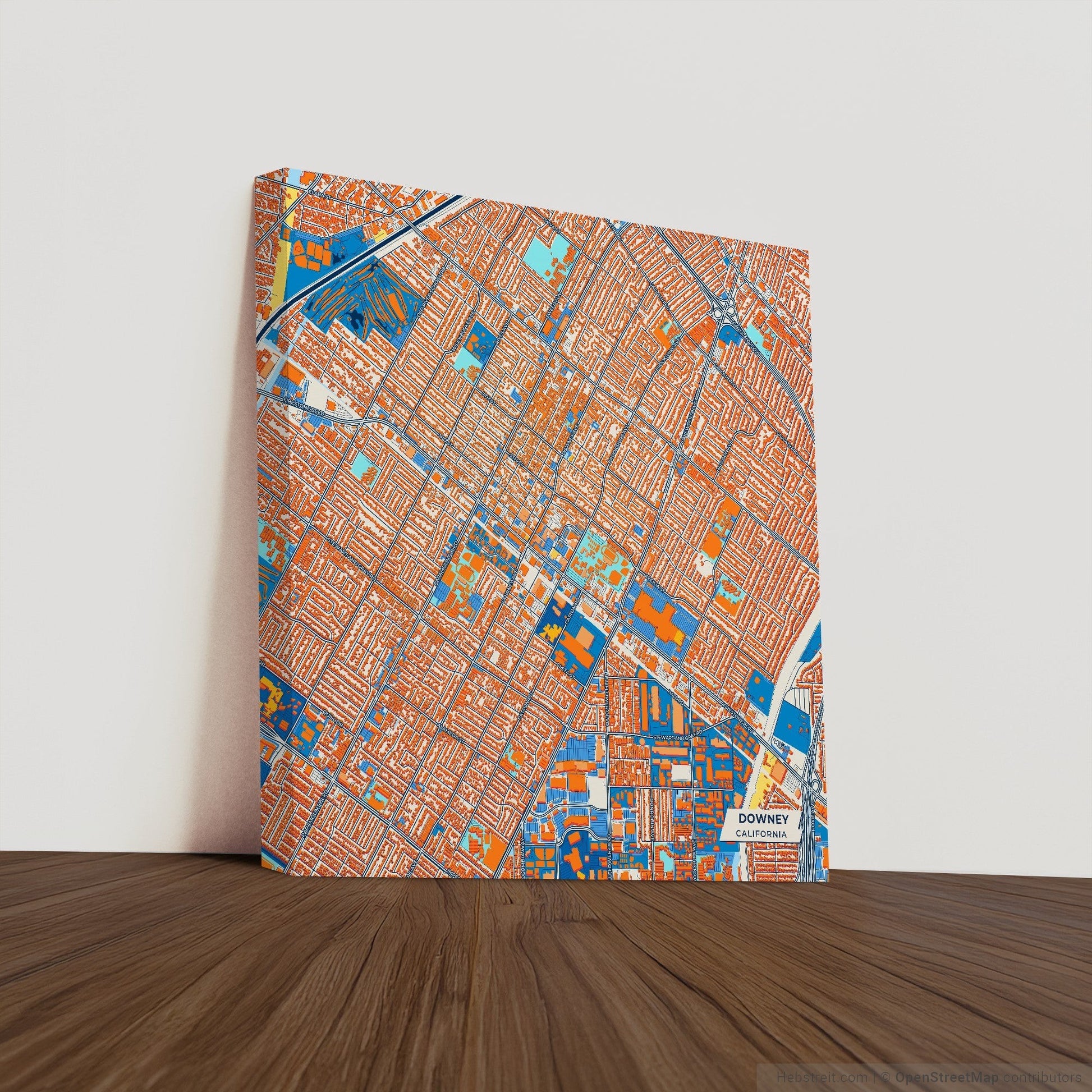 Downey California Colorful City Map Canvas Print