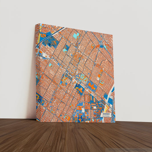 Downey California Colorful City Map Canvas Print
